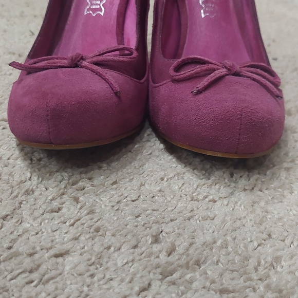 ALDO Suede Leather Heels Purple Plum Cone Block Pumps Women's Size 37/6.5M - Picture 7 of 12
